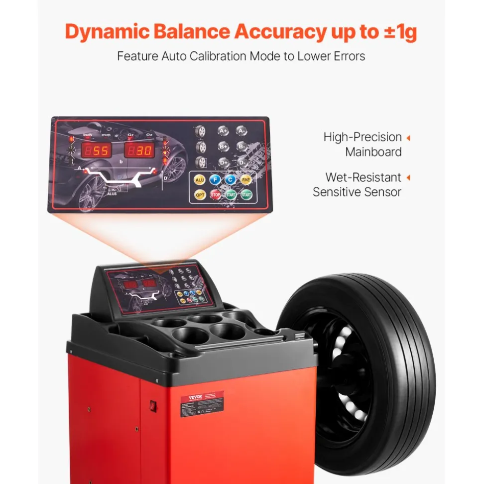 VEVOR Electric Tire Changer, 18" Spindle, Durable Tire Changer Tire Balancer with 1.5 HP Motor, Accurate Tire Changer Tire Balancer with Auto Calibration Mode, FIt for Sedans/SUVs/Pickup Trucks
