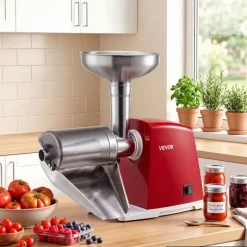 VEVOR Electric Tomato Strainer 800W Max (Rated Power: 300W) Sauce Maker, 88 lbs/H For Purees, Strawberry, Salsa, Stainless Steel Tomato Food Mill Press Machine, 1mm, 1.5mm, 3mm & 6mm Screens, Red