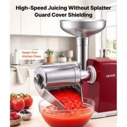 VEVOR Electric Tomato Strainer 800W Max (Rated Power: 300W) Sauce Maker, 88 lbs/H For Purees, Strawberry, Salsa, Stainless Steel Tomato Food Mill Press Machine, 1mm, 1.5mm, 3mm & 6mm Screens, Red