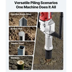 VEVOR Electric T Post Driver, 2200W Handheld Post Pounder with 2.17 in/55mm, 2.76 in/70mm Sleeves, Powerful Pile Driver for Fence,Metal Fencing, Farm, Garden, Construction, Landscaping Projects