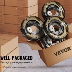 VEVOR Electric Trailer Brake Assembly, 12" x 2", 2 Pairs Self-Adjusting Electric Brakes Kit for 7000 lbs Axle, 5-Hole Mounting, Backing Plates for Braking System Part Replacement (2 Right + 2 Left)