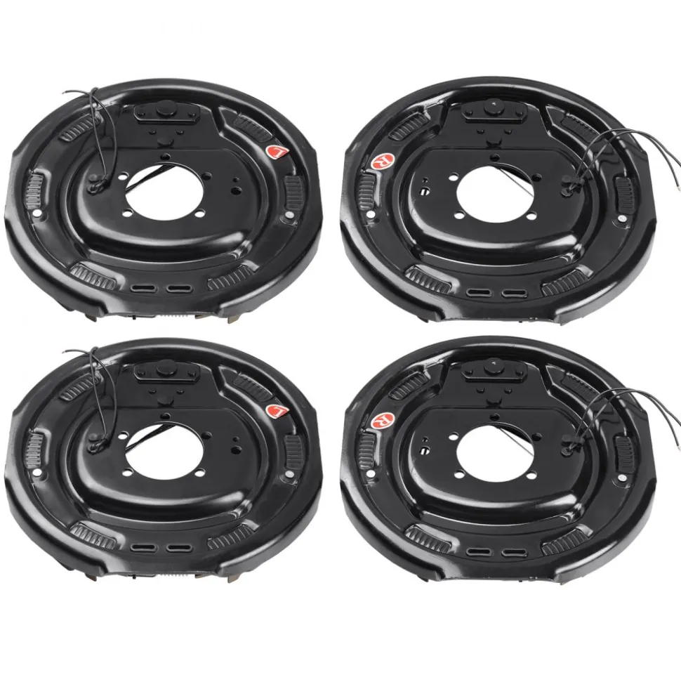VEVOR Electric Trailer Brake Assembly, 12" x 2", 2 Pairs Self-Adjusting Electric Brakes Kit for 7000 lbs Axle, 5-Hole Mounting, Backing Plates for Braking System Part Replacement (2 Right + 2 Left)