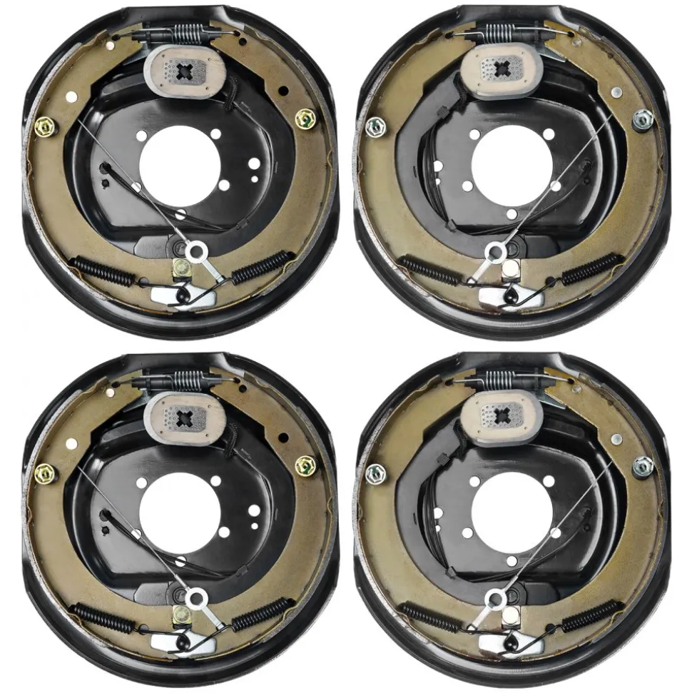 VEVOR Electric Trailer Brake Assembly, 12" x 2", 2 Pairs Self-Adjusting Electric Brakes Kit for 7000 lbs Axle, 5-Hole Mounting, Backing Plates for Braking System Part Replacement (2 Right + 2 Left)