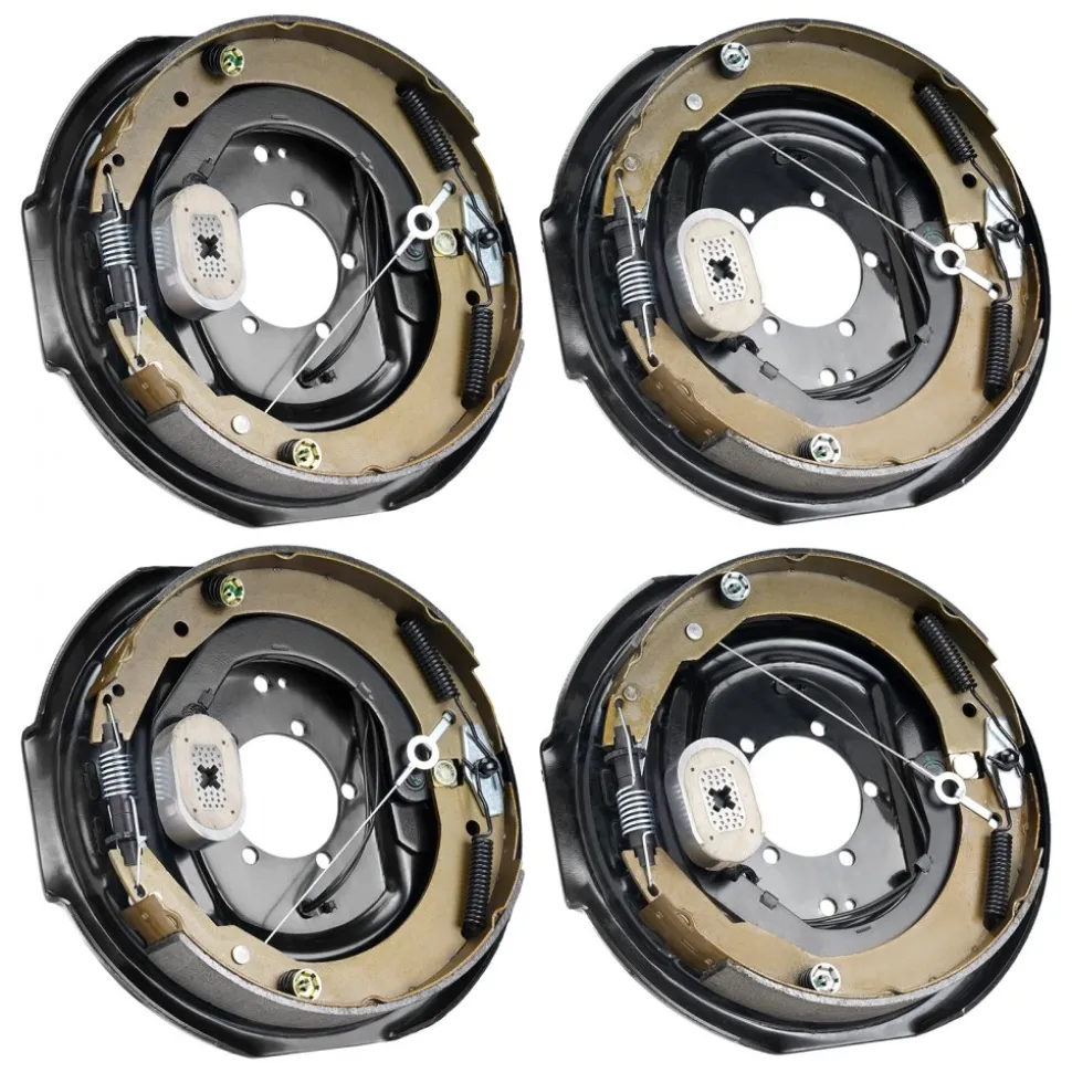 VEVOR Electric Trailer Brake Assembly, 12" x 2", 2 Pairs Self-Adjusting Electric Brakes Kit for 7000 lbs Axle, 5-Hole Mounting, Backing Plates for Braking System Part Replacement (2 Right + 2 Left)