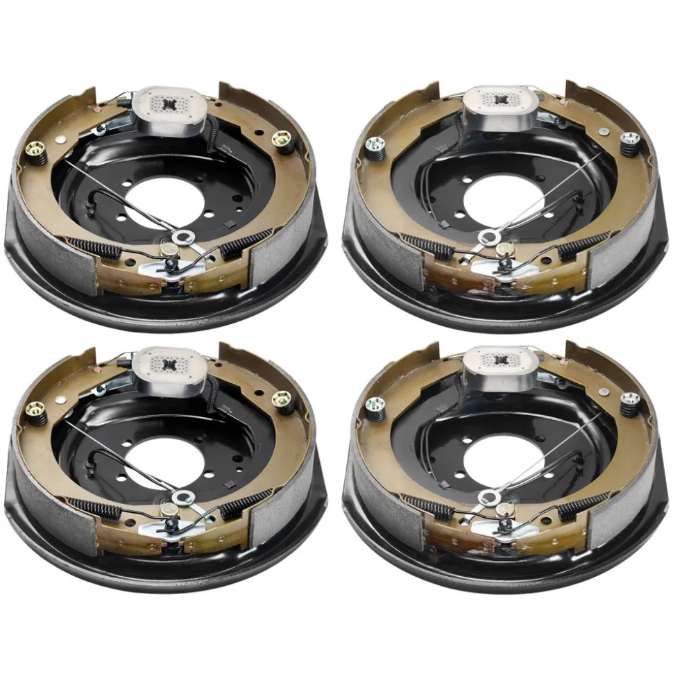 VEVOR Electric Trailer Brake Assembly, 12" x 2", 2 Pairs Self-Adjusting Electric Brakes Kit for 7000 lbs Axle, 5-Hole Mounting, Backing Plates for Braking System Part Replacement (2 Right + 2 Left)