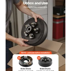 VEVOR Electric Trailer Brake Assembly, 10 x 2-1/4 Inch, 2 Pairs Self-Adjusting Electric Brakes Kit for 3500 lbs Trailer Axle, Backing Plates for Braking System Part Replacement, Fit for Trailers, RVs
