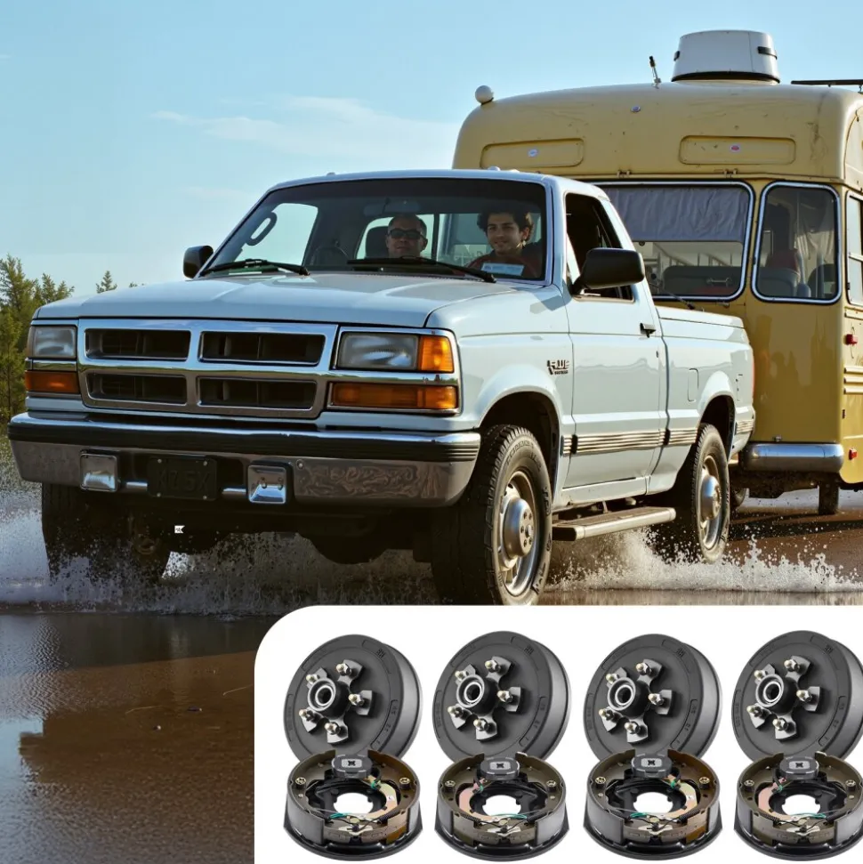 VEVOR Electric Trailer Brake Assembly, 10 x 2-1/4 Inch, 2 Pairs Self-Adjusting Electric Brakes Kit for 3500 lbs Trailer Axle, Backing Plates for Braking System Part Replacement, Fit for Trailers, RVs