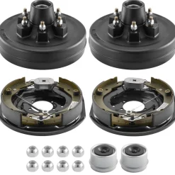 VEVOR Electric Trailer Brake Assembly, 12 x 2 Inch, 1 Pair Self-Adjusting Electric Brakes Kit for 6000 lbs Trailer Axle, Backing Plates for Braking System Part Replacement, Fit for Trailers, RVs