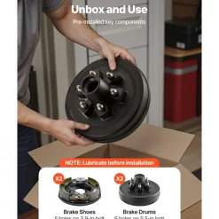 VEVOR Electric Trailer Brake Assembly, 12 x 2 Inch, 1 Pair Self-Adjusting Electric Brakes Kit for 6000 lbs Trailer Axle, Backing Plates for Braking System Part Replacement, Fit for Trailers, RVs