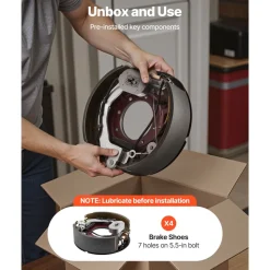 VEVOR Electric Trailer Brake Kit, 12.25 x 3.375 Inch, 2 Pairs Self-Adjusting Electric Brakes Kit for 10000 lbs Trailer Axle, Backing Plates for Braking System Part Replacement, Fit for Trailers, RVs