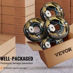 VEVOR Electric Trailer Brake Assembly, 10" x 2-1/4", 2 Pairs Self-Adjusting Electric Brakes Kit for 3500 lbs Axle, 4-Hole Mounting, Backing Plates for Brake System Part Replacement (2 Right + 2 Left)