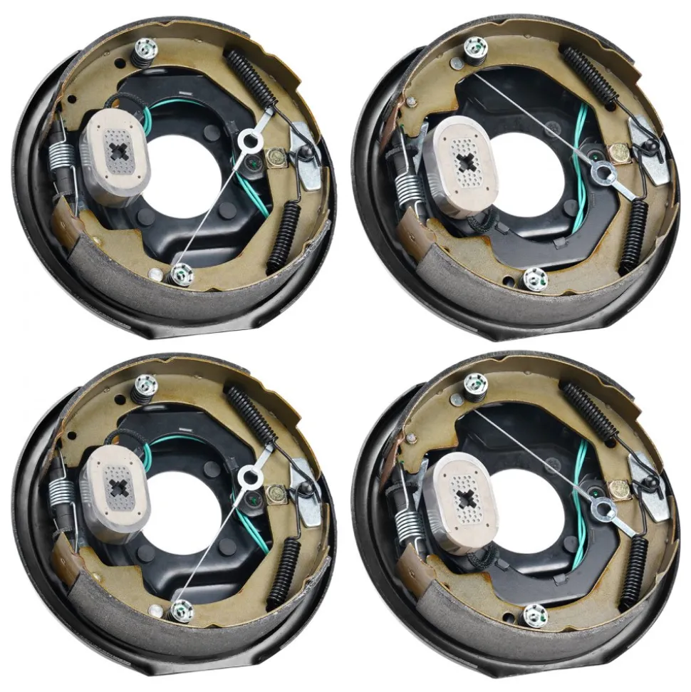 VEVOR Electric Trailer Brake Assembly, 10" x 2-1/4", 2 Pairs Self-Adjusting Electric Brakes Kit for 3500 lbs Axle, 4-Hole Mounting, Backing Plates for Brake System Part Replacement (2 Right + 2 Left)