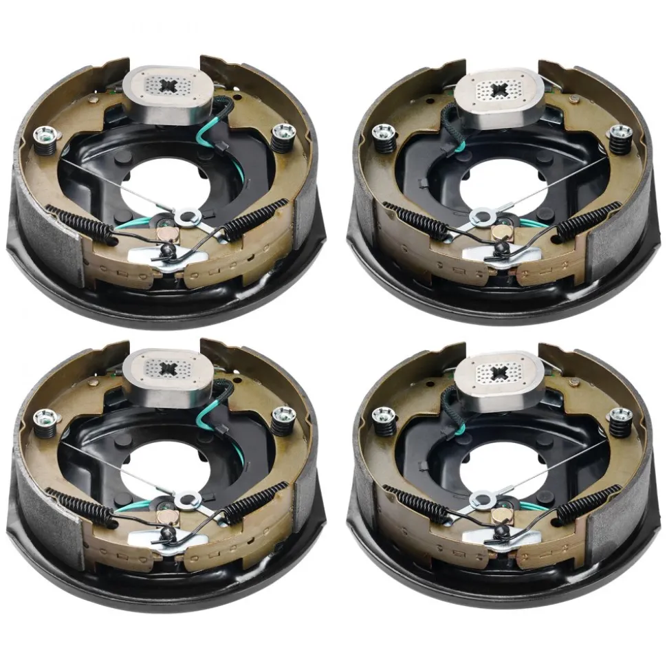 VEVOR Electric Trailer Brake Assembly, 10" x 2-1/4", 2 Pairs Self-Adjusting Electric Brakes Kit for 3500 lbs Axle, 4-Hole Mounting, Backing Plates for Brake System Part Replacement (2 Right + 2 Left)