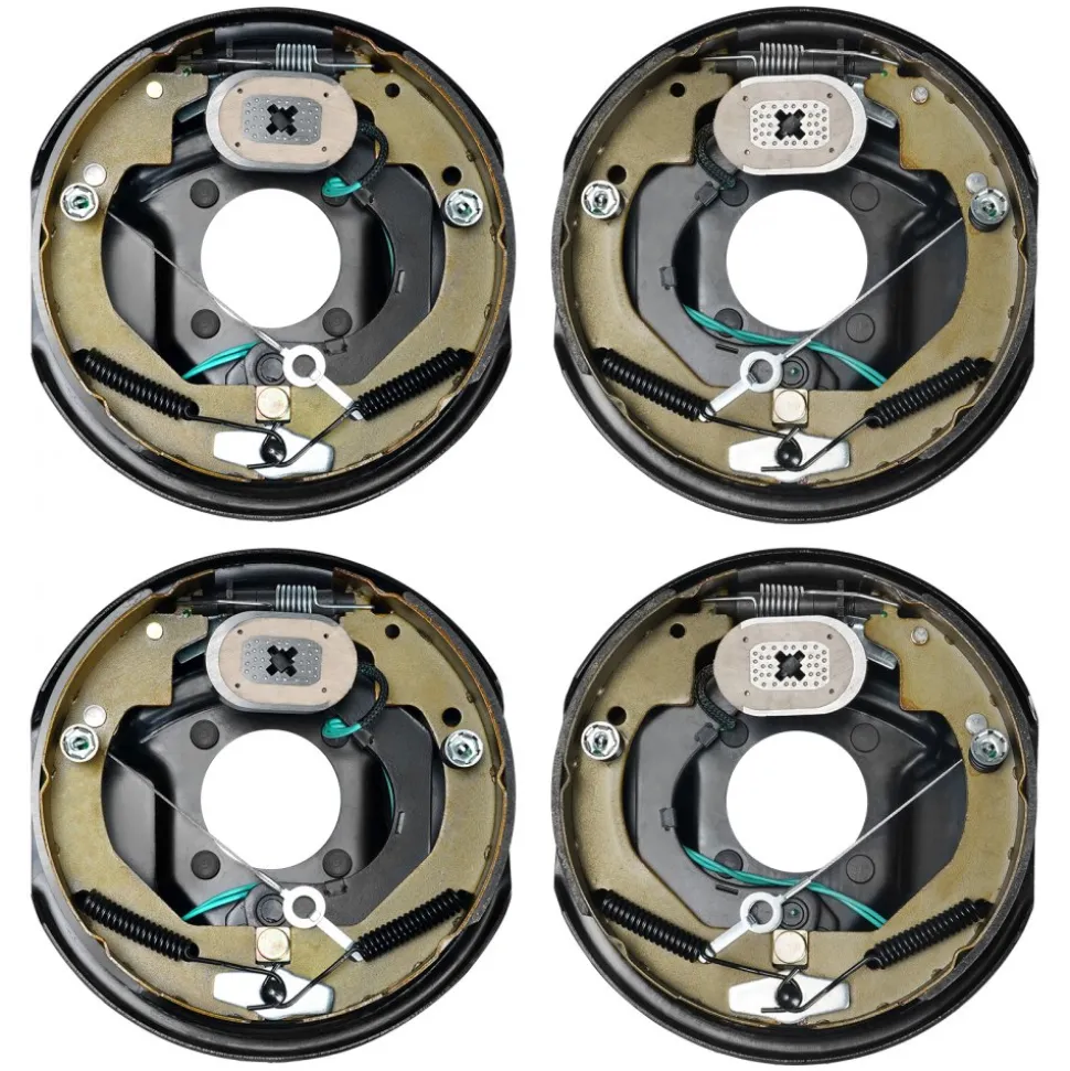VEVOR Electric Trailer Brake Assembly, 10" x 2-1/4", 2 Pairs Self-Adjusting Electric Brakes Kit for 3500 lbs Axle, 4-Hole Mounting, Backing Plates for Brake System Part Replacement (2 Right + 2 Left)