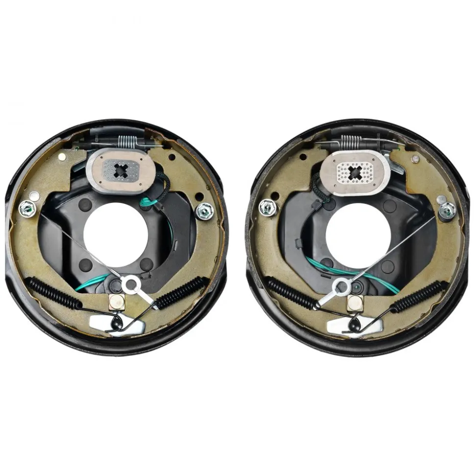 VEVOR Electric Trailer Brake Assembly, 10" x 2-1/4", 1 Pair Self-Adjusting Electric Brakes Kit for 3500 lbs Axle, 4-Hole Mounting, Backing Plates for Brake System Part Replacement (1 Right + 1 Left)
