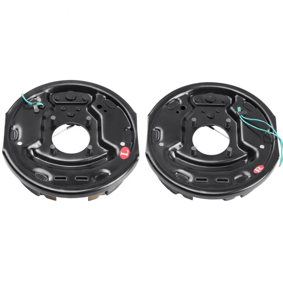 VEVOR Electric Trailer Brake Assembly, 10" x 2-1/4", 1 Pair Self-Adjusting Electric Brakes Kit for 3500 lbs Axle, 4-Hole Mounting, Backing Plates for Brake System Part Replacement (1 Right + 1 Left)