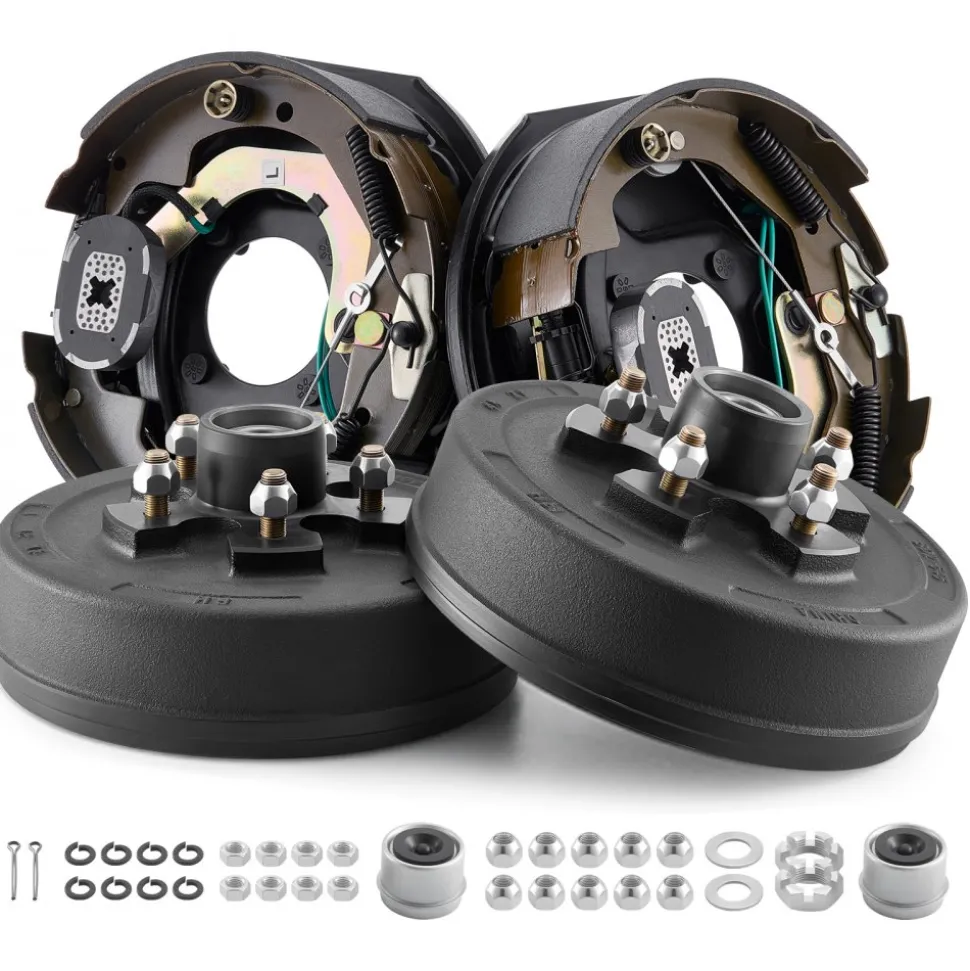 VEVOR Electric Trailer Brake Assembly, 10 x 2-1/4 Inch, 1 Pair Self-Adjusting Electric Brakes Kit for 3500 lbs Trailer Axle, Backing Plates for Braking System Part Replacement, Fit for Trailers, RVs