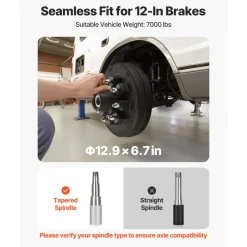 VEVOR Electric Trailer Brake Drum, 1 Pack, 8-Hole on 4-Inch Bolt Circle Brake Drum for 7000 lbs Trailer Axles, Long Service Life, Replacement of 12 Inch Brake Hub Drums Assembly for Trailers, RVs