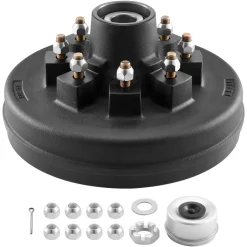 VEVOR Electric Trailer Brake Drum, 1 Pack, 8-Hole on 4-Inch Bolt Circle Brake Drum for 7000 lbs Trailer Axles, Long Service Life, Replacement of 12 Inch Brake Hub Drums Assembly for Trailers, RVs