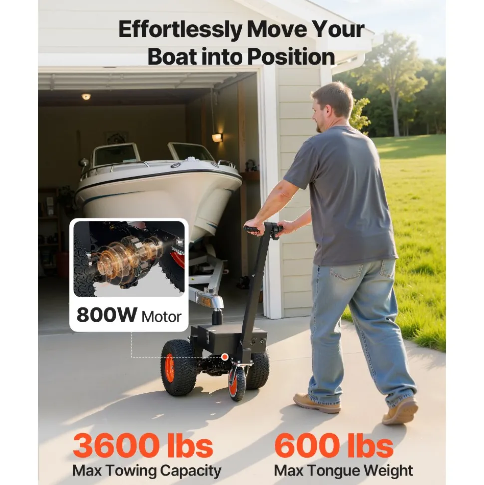 VEVOR Electric Trailer Dolly, 3600 lbs Capacity 800W 600 lbs Tongue Load, for RV Campers, Cargo, Utility & Boat Trailers, 2 in & 1-7/8 in Hitch Balls, Moving & Positioning Trailers, Heavy-Duty Steel