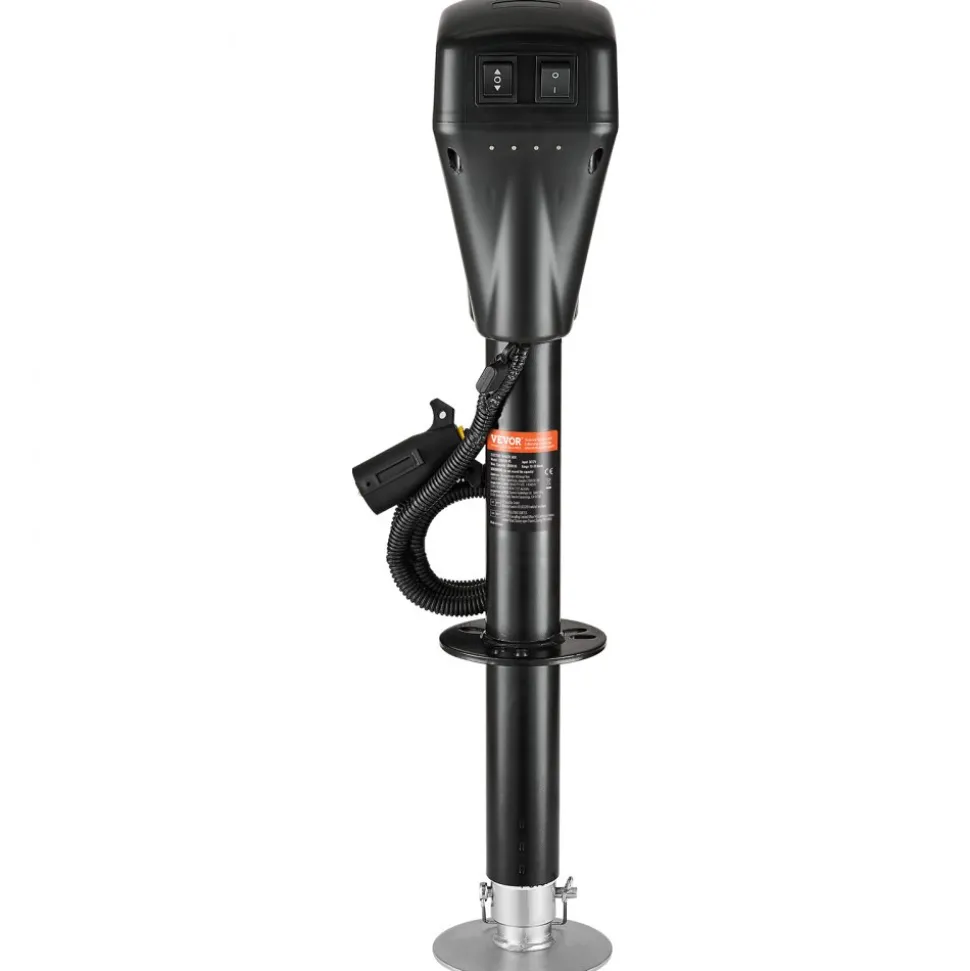 VEVOR Electric Trailer Jack, 5000 lbs, Heavy Duty RV Electric Power Tongue Jack with 7-pin Connector, Manual Crank Handle & Weatherproof Jack Cover, 10"-28.3" Lift, for Trailers, Campers & RVs, Black