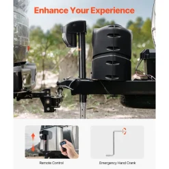 VEVOR Electric Trailer Jack, 5000 lbs, Heavy Duty RV Electric Power Tongue Jack with 2 Way Connector, Remote Control, Crank Handle & Weatherproof Jack Cover, 10