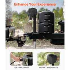 VEVOR Electric Trailer Jack, 3500 lbs, Heavy Duty RV Electric Power Tongue Jack with 7-pin Connector, Manual Crank Handle & Weatherproof Jack Cover, 9.5"-27.5" Lift, for Trailers, Campers & RVs, Black