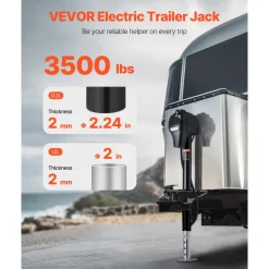 VEVOR Electric Trailer Jack, 3500 lbs, Heavy Duty RV Electric Power Tongue Jack with 7-pin Connector, Manual Crank Handle & Weatherproof Jack Cover, 9.5