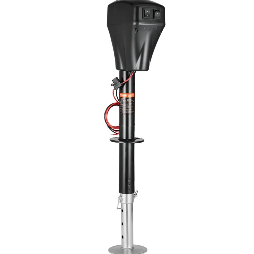 VEVOR Electric Trailer Jack, 7500 lbs Capacity, Electric Power Tongue Jack with Waterproof Protective Cover & LED Light for Travel Trailer, Camper, RV, 9.84-27.84 in Lift, 12V DC with Wiring, Black