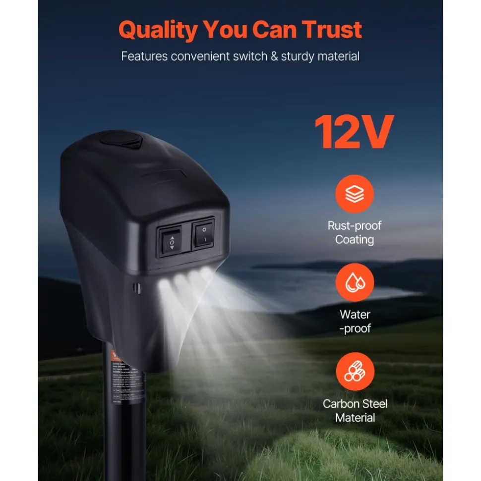 VEVOR Electric Trailer Jack, 7500 lbs Capacity, Electric Power Tongue Jack with Waterproof Protective Cover & LED Light for Travel Trailer, Camper, RV, 9.84-27.84 in Lift, 12V DC with Wiring, Black