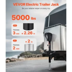 VEVOR Electric Trailer Jack, 7500 lbs Capacity, Electric Power Tongue Jack with Waterproof Protective Cover & LED Light for Travel Trailer, Camper, RV, 9.84-27.84 in Lift, 12V DC with Wiring, Black