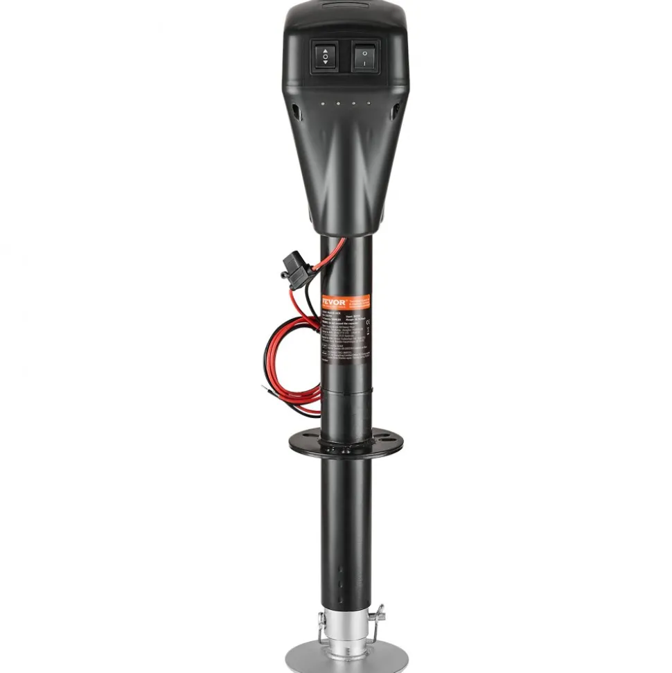 VEVOR Electric Trailer Jack, 7500 lbs Capacity, Electric Power Tongue Jack with Waterproof Protective Cover & LED Light for Travel Trailer, Camper, RV, 9.84-27.84 in Lift, 12V DC with Wiring, Black