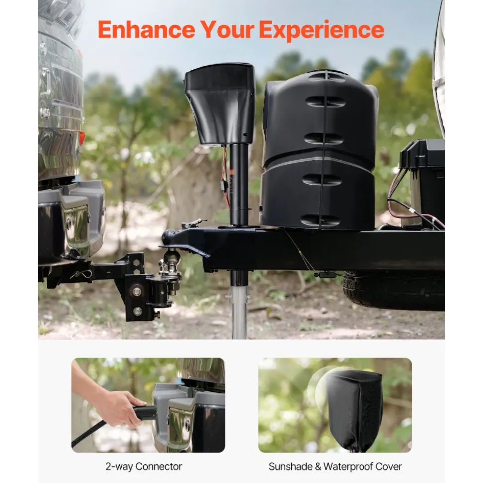 VEVOR Electric Trailer Jack, 7500 lbs Capacity, Electric Power Tongue Jack with Waterproof Protective Cover & LED Light for Travel Trailer, Camper, RV, 9.84-27.84 in Lift, 12V DC with Wiring, Black