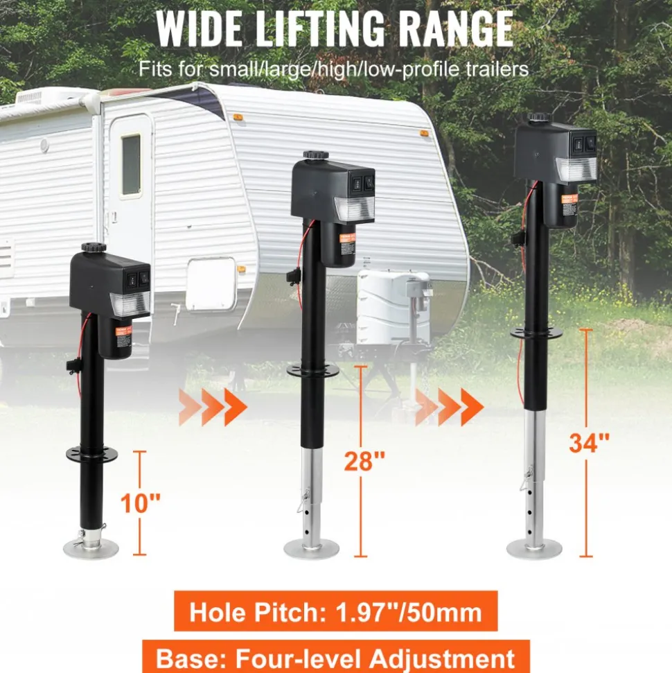 VEVOR Electric Trailer Jack, Power Tongue Jack Weight Capacity 3500 lbs, 9.84"-33.85" Electric Tongue Jack with Waterproof Cover for Lifting RV Trailer, Horse Trailer, Utility Trailer, Yacht Trailer