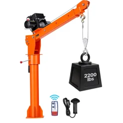 VEVOR Electric Truck Crane, 2200 lbs Pickup Truck Crane with 12V 6000 lbs Electric Winch, 360° Rotating Telescopic Boom, Premium Galvanized Steel, Foldable Pickup Bed Jib for Machine Lumber Lifting