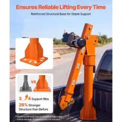 VEVOR Electric Truck Crane, 2200 lbs Pickup Truck Crane with 12V 6000 lbs Electric Winch, 360° Rotating Telescopic Boom, Premium Galvanized Steel, Foldable Pickup Bed Jib for Machine Lumber Lifting