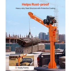 VEVOR Electric Truck Crane, 2200 lbs Pickup Truck Crane with 12V 6000 lbs Electric Winch, 360° Rotating Telescopic Boom, Premium Galvanized Steel, Foldable Pickup Bed Jib for Machine Lumber Lifting