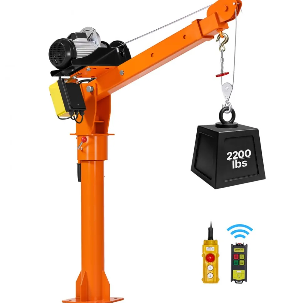 VEVOR Electric Truck Crane, 2200 lbs Pickup Truck Crane with 2200 LBS Electric Hoist, 360° Rotating Telescopic Boom, Premium Galvanized Steel, Foldable Pickup Bed Jib Hoist for Machine Lumber Lifting