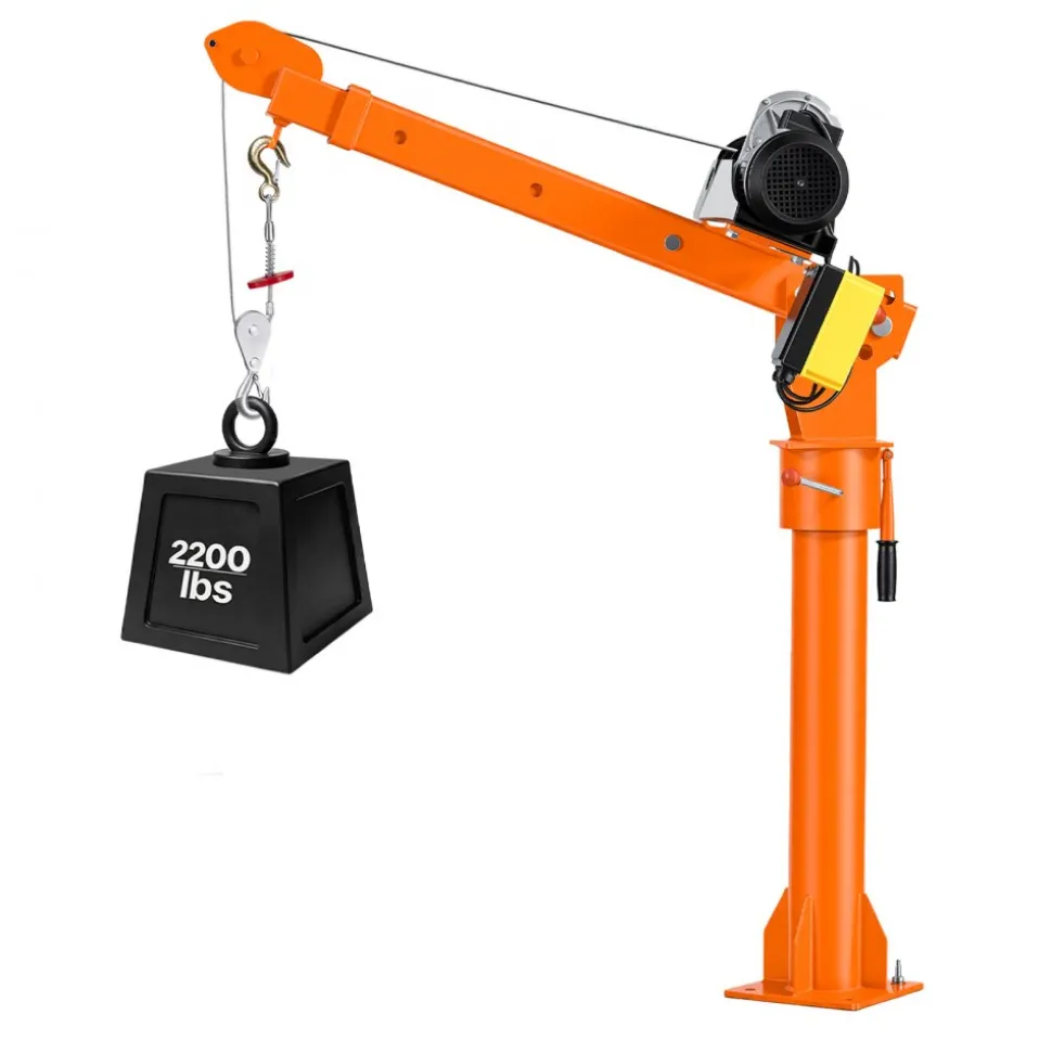 VEVOR Electric Truck Crane, 2200 lbs Pickup Truck Crane with 2200 LBS Electric Hoist, 360° Rotating Telescopic Boom, Premium Galvanized Steel, Foldable Pickup Bed Jib Hoist for Machine Lumber Lifting