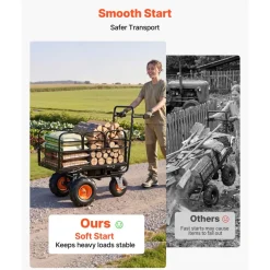 VEVOR Electric Utility Cart, 36V 432Wh Battery Powered Electric Wagon, 500W Power Wheelbarrow with Brake, 500 lbs Load Heavy Duty Steel Garden Cart for Farm and Yard All Purpose Modular Cargo Bed