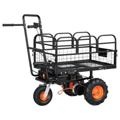 VEVOR Electric Utility Cart, 36V 432Wh Battery Powered Electric Wagon, 500W Power Wheelbarrow with Brake, 500 lbs Load Heavy Duty Steel Garden Cart for Farm and Yard All Purpose Modular Cargo Bed