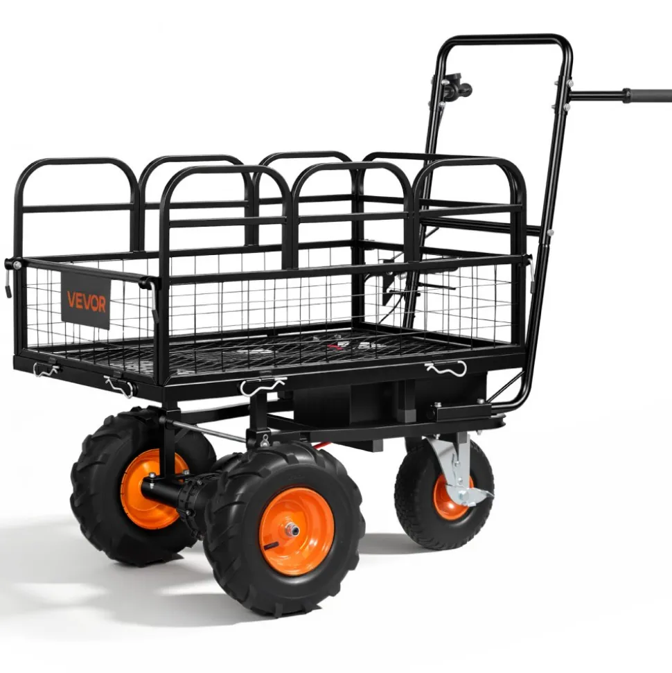 VEVOR Electric Utility Cart, 36V 432Wh Battery Powered Electric Wagon, 500W Power Wheelbarrow with Brake, 500 lbs Load Heavy Duty Steel Garden Cart for Farm and Yard All Purpose Modular Cargo Bed
