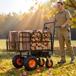 VEVOR Electric Utility Cart, 36V 432Wh Battery Powered Electric Wagon, 500W Power Wheelbarrow with Brake, 660 lbs Load Heavy Duty Steel Garden Cart for Farm and Yard All Purpose Modular Cargo Bed
