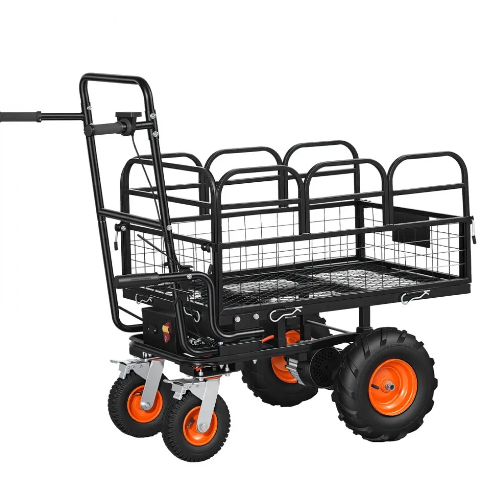 VEVOR Electric Utility Cart, 36V 432Wh Battery Powered Electric Wagon, 500W Power Wheelbarrow with Brake, 660 lbs Load Heavy Duty Steel Garden Cart for Farm and Yard All Purpose Modular Cargo Bed