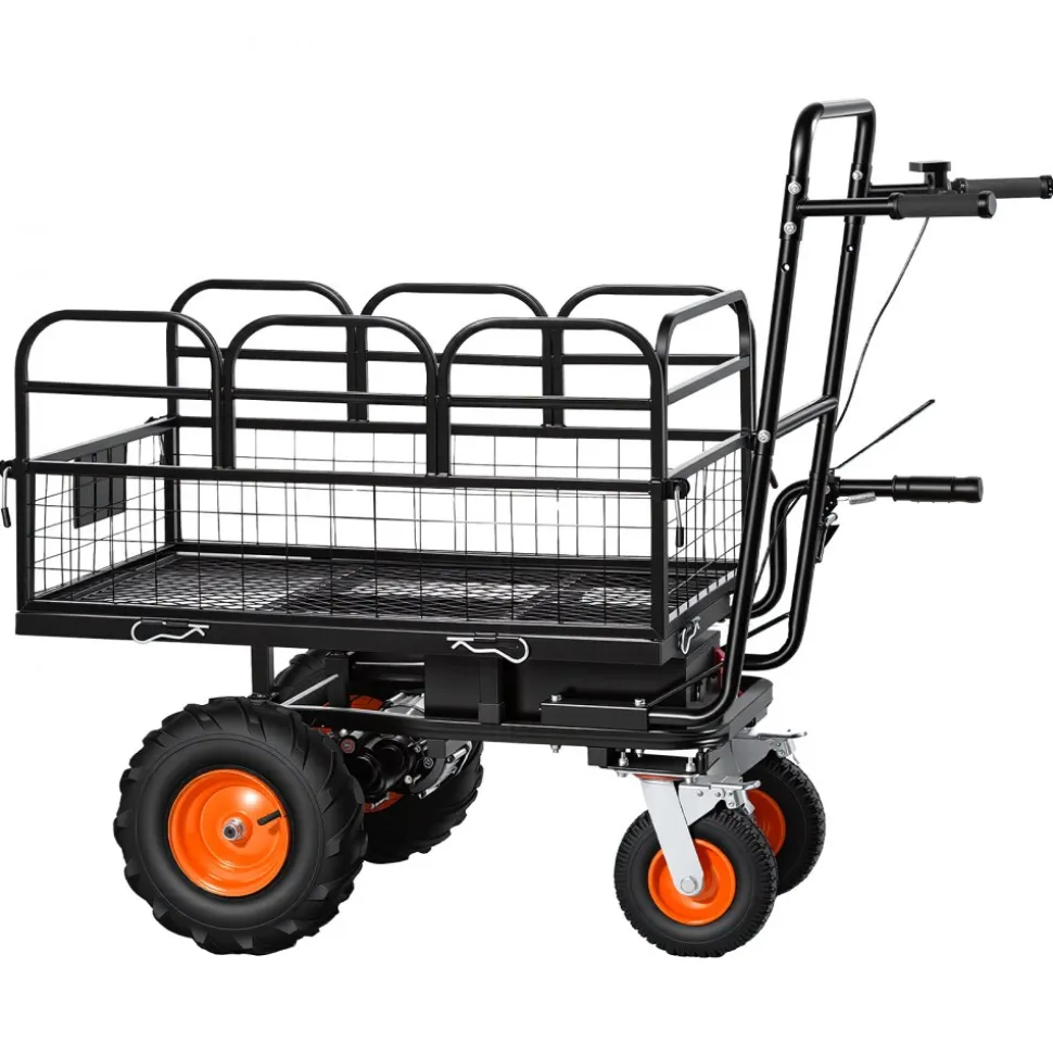 VEVOR Electric Utility Cart, 36V 432Wh Battery Powered Electric Wagon, 500W Power Wheelbarrow with Brake, 660 lbs Load Heavy Duty Steel Garden Cart for Farm and Yard All Purpose Modular Cargo Bed
