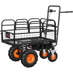VEVOR Electric Utility Cart, 36V 432Wh Battery Powered Electric Wagon, 500W Power Wheelbarrow with Brake, 660 lbs Load Heavy Duty Steel Garden Cart for Farm and Yard All Purpose Modular Cargo Bed
