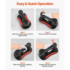 VEVOR Electric Vacuum Suction Cup, 375 lbs Max Lifting Capacity, Vacuum Glass Lifter with Digital Display, Heavy Duty Tile Suction Cup Tool for Lifting Tile, Granite, Wood, Paver, Drywall, Windows