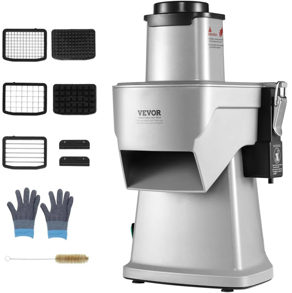 VEVOR Electric Vegetable Slicer, 4 in 1 Multifunctional Food Cutter, 200W Vegetable Chopper for Slicing Shredding Dicing and Slitting, with Cut-Resistant Gloves, for Commercial and Home Use