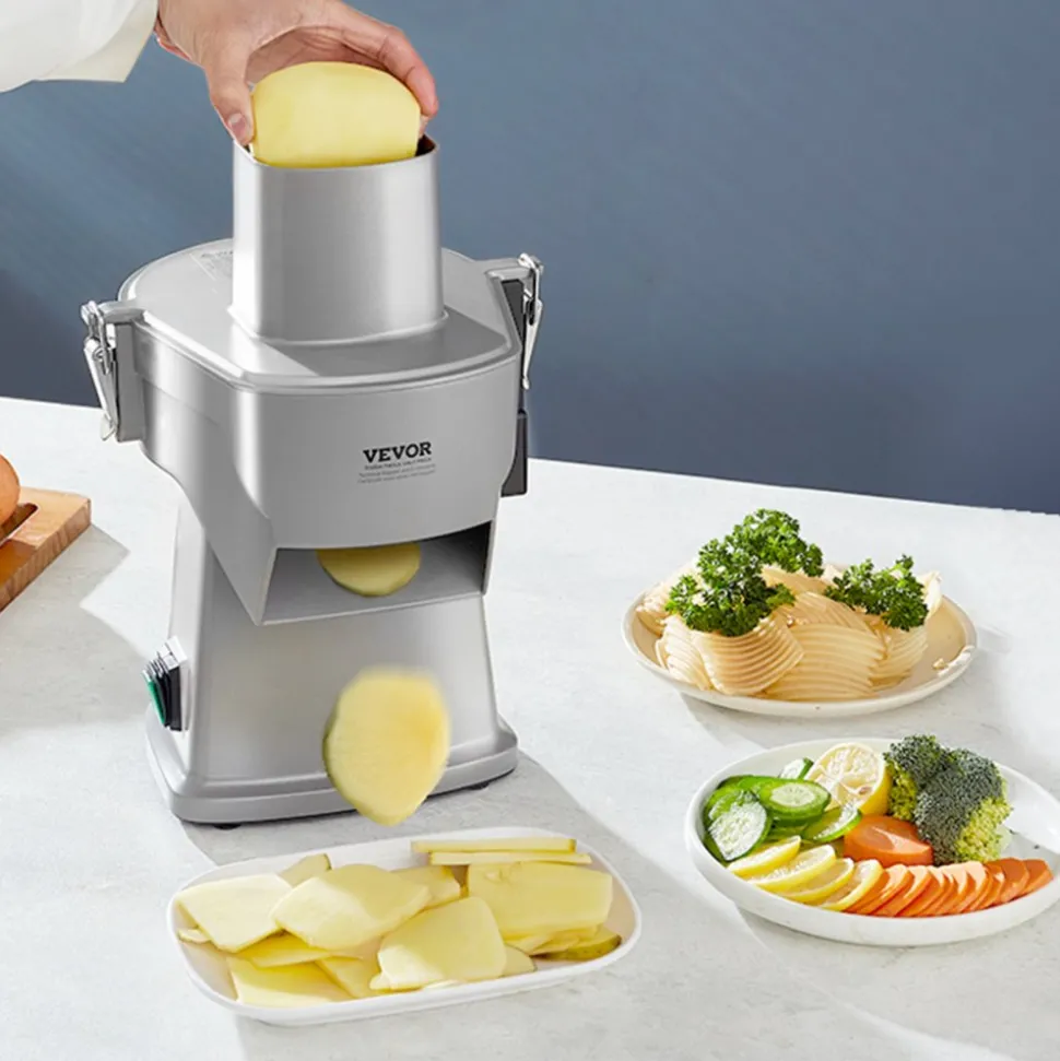 VEVOR Electric Vegetable Slicer, 4 in 1 Multifunctional Food Cutter, 200W Vegetable Chopper for Slicing Shredding Dicing and Slitting, with Cut-Resistant Gloves, for Commercial and Home Use