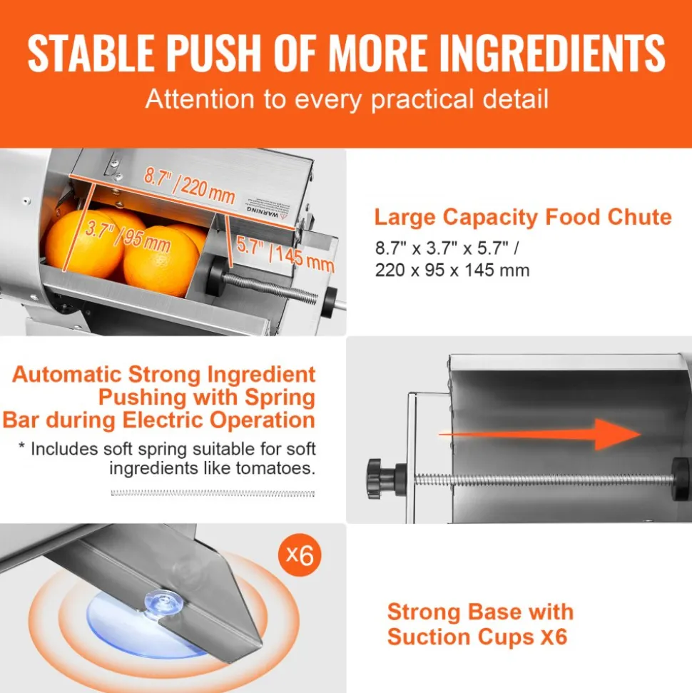 VEVOR Electric Vegetable Slicer, 0-0.5"/0-12mm Thickness Adjustable Commercial Slicer Machine, Convertible to Manual, Stainless Steel Food Cutter Slicing Machine, for Potato, Lemon, Tomato, Apple